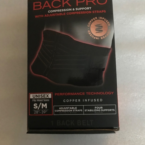 Copper Fit Back Pro Copper Infused Unisex Back Belt Size S/M 28”-39” - Picture 3 of 12